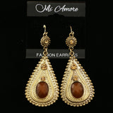 Mi Amore Brown Acrylic Gem Brown Crystals Dangle-Earrings Gold-Tone & Brown