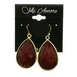 Mi Amore Red Acrylic Crystal Dangle-Earrings Gold-Tone/Red