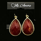 Mi Amore Red Acrylic Crystal Dangle-Earrings Gold-Tone/Red