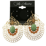 Mi Amore Green Acrylic Gem Peach Crystal Dangle-Earrings Gold-Tone & Green