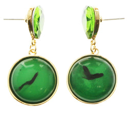 Mi Amore Green Acrylic Gem Dangle-Earrings Gold-Tone/Green