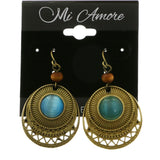 Mi Amore Blue Acrylic Stone Antique Gold Dangle-Earrings Gold-Tone & Blue