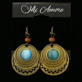 Mi Amore Blue Acrylic Stone Antique Gold Dangle-Earrings Gold-Tone & Blue