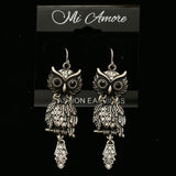 Mi Amore Owl Dangle-Earrings Silver-Tone/Black
