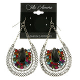 Mi Amore Multi Acrylic Crystal Dangle-Earrings Silver-Tone/Multicolor