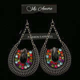 Mi Amore Multi Acrylic Crystal Dangle-Earrings Silver-Tone/Multicolor