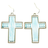 Mi Amore Cross Dangle-Earrings Silver-Tone/Blue