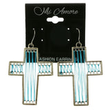 Mi Amore Cross Dangle-Earrings Silver-Tone/Blue