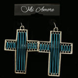 Mi Amore Cross Dangle-Earrings Silver-Tone/Blue