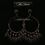Mi Amore Blue Acrylic Stone Dangle-Earrings Bronze-Tone/Black