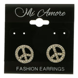 Mi Amore Peace Sign Post-Earrings Silver-Tone