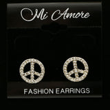 Mi Amore Peace Sign Post-Earrings Silver-Tone