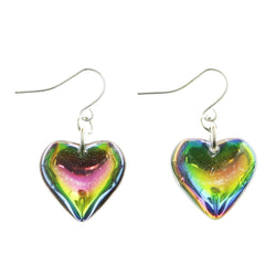 Mi Amore Color-Shift Heart Dangle-Earrings Multicolor & Silver-Tone