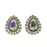 Mi Amore AB Crystal Accents Post-Earrings Gold-Tone