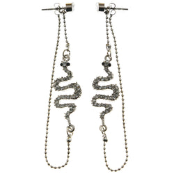 Mi Amore Hypoallergenic Snake Dangle-Earrings Silver-Tone