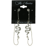 Mi Amore Hypoallergenic Snake Dangle-Earrings Silver-Tone