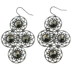 Mi Amore Metallic Faceted Accents Drop-Dangle-Earrings Silver-Tone