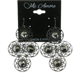 Mi Amore Metallic Faceted Accents Drop-Dangle-Earrings Silver-Tone