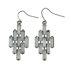 Mi Amore Clear Faceted Accents Dangle-Earrings Silver-Tone/Clear