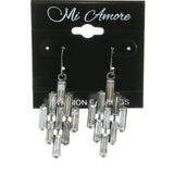 Mi Amore Clear Faceted Accents Dangle-Earrings Silver-Tone/Clear