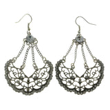 Mi Amore Crystal Accents Filligree Drop-Dangle-Earrings Silver-Tone
