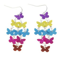 Mi Amore Butterflies Chandelier-Earrings Multicolor/Silver-Tone
