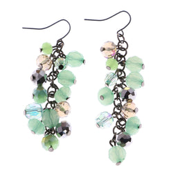 Mi Amore Green Faceted Acrylic Accents Dangle-Earrings Silver-Tone/Green