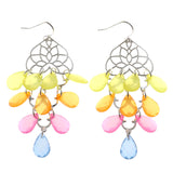 Mi Amore Multicolor Faceted Acrylic Accent Dangle-Earrings Silver-Tone