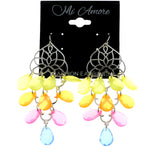 Mi Amore Multicolor Faceted Acrylic Accent Dangle-Earrings Silver-Tone