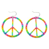 Mi Amore Peace Sign Dangle-Earrings Silver-Tone/Multicolor