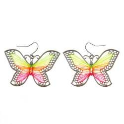 Mi Amore Butterfly Dangle-Earrings Silver-Tone/Multicolor