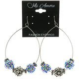 Mi Amore Blue AB Finish Accents Dangle-Earrings Silver-Tone/Blue