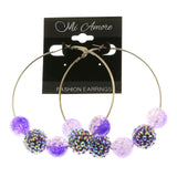 Mi Amore Purple AB Finish Accents Hoop-Earrings Silver-Tone/Purple