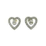 Mi Amore Crystal Accents Heart Post-Earrings Silver-Tone