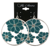 Mi Amore Flowers Dangle-Earrings Silver-Tone/Blue