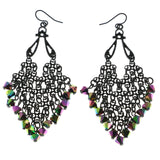 Mi Amore AB Accents Filligree Chandelier-Earrings Black & Multicolor