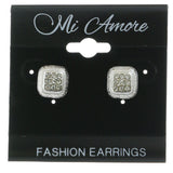 Mi Amore Crystal Accents Post-Earrings Silver-Tone