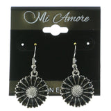 Mi Amore Flower Dangle-Earrings Silver-Tone/Black