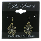 Mi Amore Crystal Accents Clover Dangle-Earrings Gold-Tone