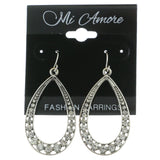 Mi Amore Crystal Accents Dangle-Earrings Silver-Tone
