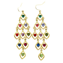 Mi Amore  Crystals Dangle-Earrings Gold-Tone/Multicolor