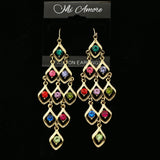 Mi Amore  Crystals Dangle-Earrings Gold-Tone/Multicolor