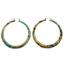 Mi Amore Splatter Paint Look Hoop-Earrings Gold-Tone/Blue