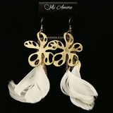 Mi Amore Feather Dangle-Earrings Gold-Tone/White