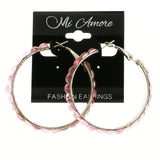 Mi Amore Acrylic Crystals Hoop-Earrings Silver-Tone/Pink
