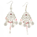 Mi Amore Crystals Dangle-Earrings Silver-Tone/Pink