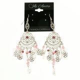 Mi Amore Crystals Dangle-Earrings Silver-Tone/Pink