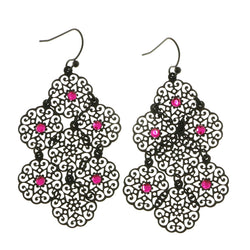 Mi Amore Acrylic Crystals Dangle-Earrings Black/Pink