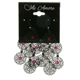 Mi Amore Acrylic Crystals Dangle-Earrings Black/Pink