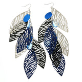 Mi Amore Acrylic Gem Dangle-Earrings Silver-Tone/Blue